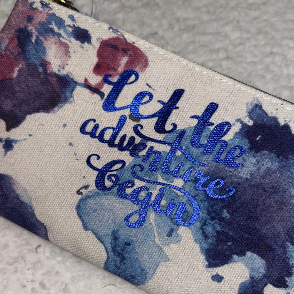Pencil Pouch Colorful Canvas Inspirational Adventure Accessory Makeup Bag